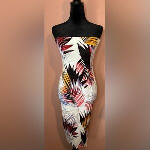 Island Daze Strapless Tropical Print Dress